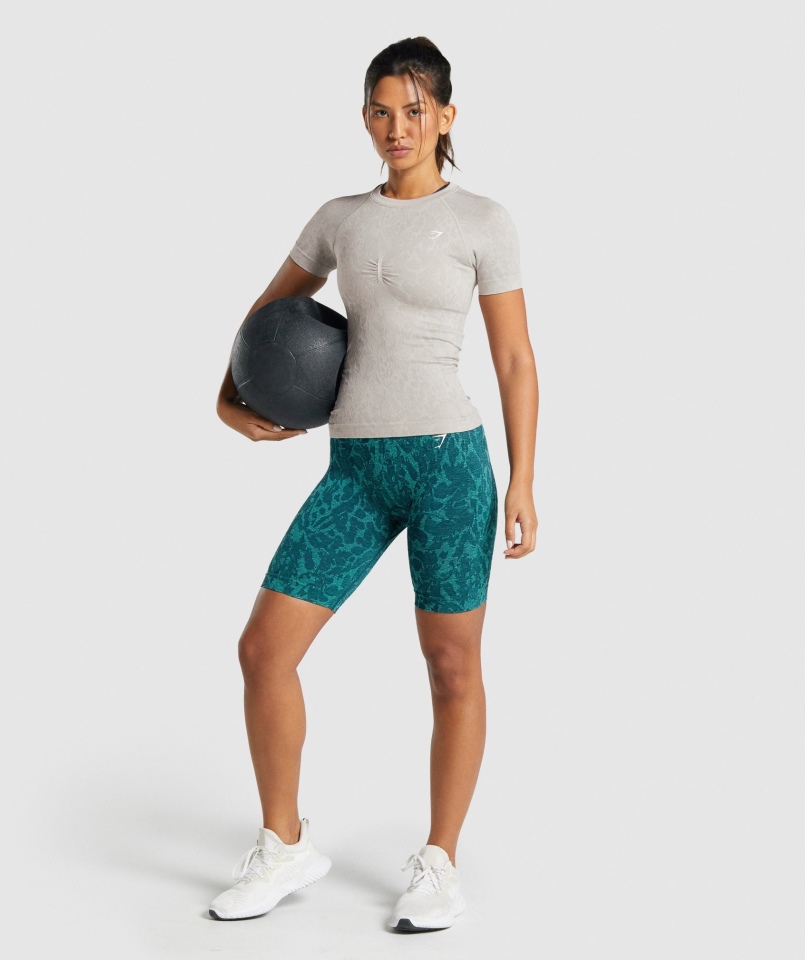 Gymshark Dostosuj Zwierzęcą Bezszwową Koszulkę Motyl-szary