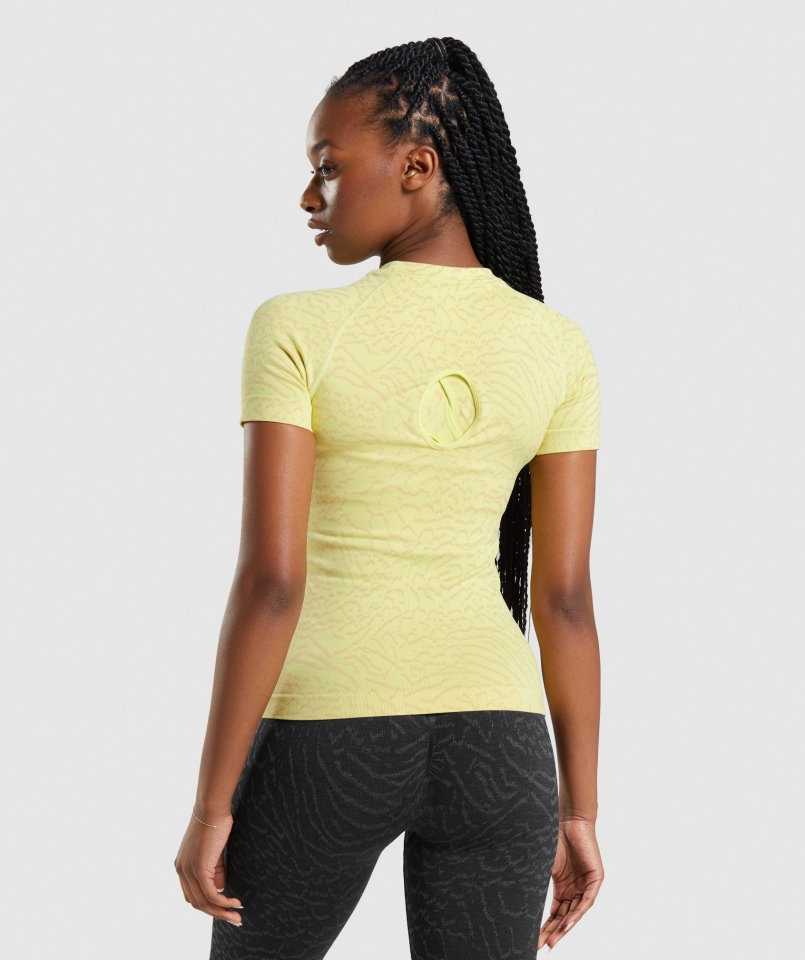 Gymshark Dostosuj Zwierzęcą Bezszwową Koszulkę Hybrydową-żółtą świetlika