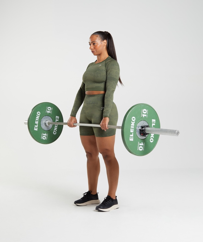 Gymshark Adapt Moro Bezszwowe Zasznurowane Plecy Top Lawa-mech Oliwkowy Rdzeń Oliwkowy