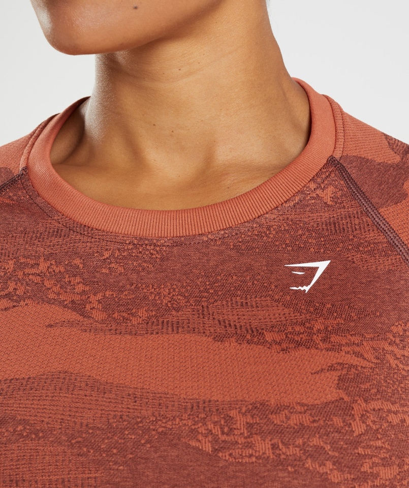 Gymshark Dostosuj Moro Bezszwowe Sznurowane Plecy Top Lawa-storm Czerwono-wiśniowo-brązowy