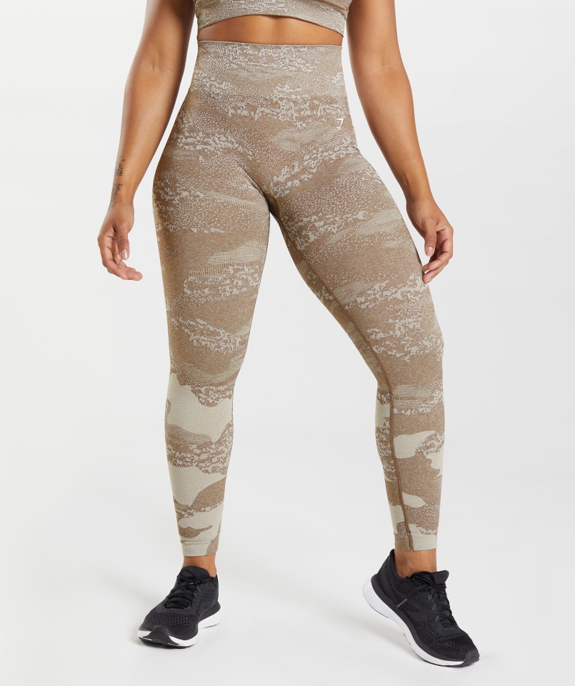 Gymshark Dostosowują Bezszwowe Legginsy Moro Lawa-pebble Szaro-soul Brown