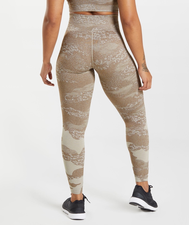 Gymshark Dostosowują Bezszwowe Legginsy Moro Lawa-pebble Szaro-soul Brown