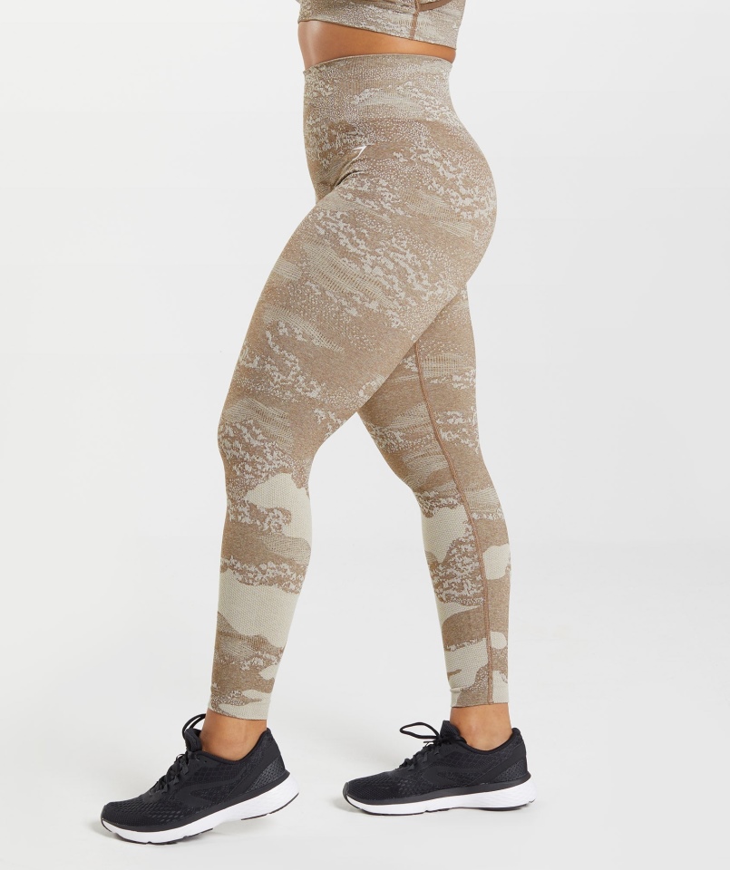 Gymshark Dostosowują Bezszwowe Legginsy Moro Lawa-pebble Szaro-soul Brown