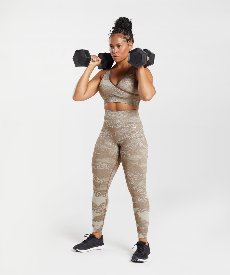 Gymshark Dostosowują Bezszwowe Legginsy Moro Lawa-pebble Szaro-soul Brown
