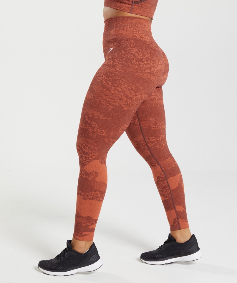 Gymshark Dostosowują Bezszwowe Legginsy Moro Lawa-storm Czerwono-wiśniowo-brązowy