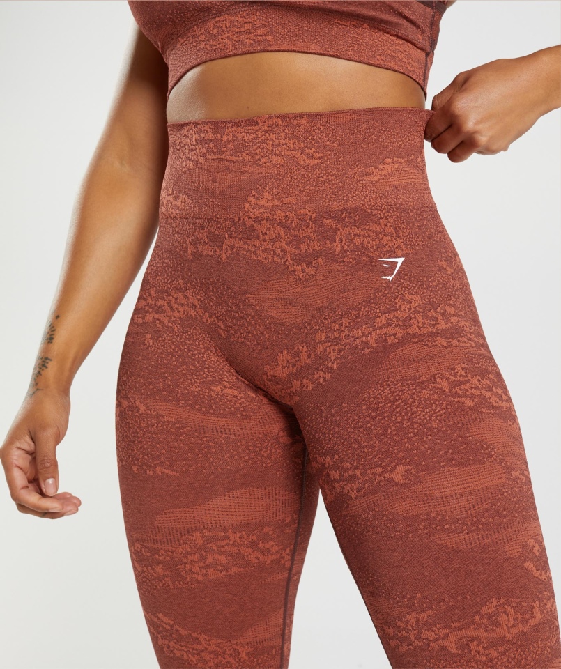 Gymshark Dostosowują Bezszwowe Legginsy Moro Lawa-storm Czerwono-wiśniowo-brązowy