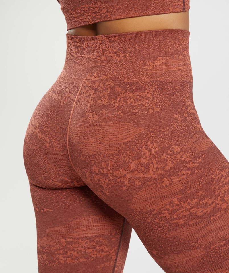 Gymshark Dostosowują Bezszwowe Legginsy Moro Lawa-storm Czerwono-wiśniowo-brązowy
