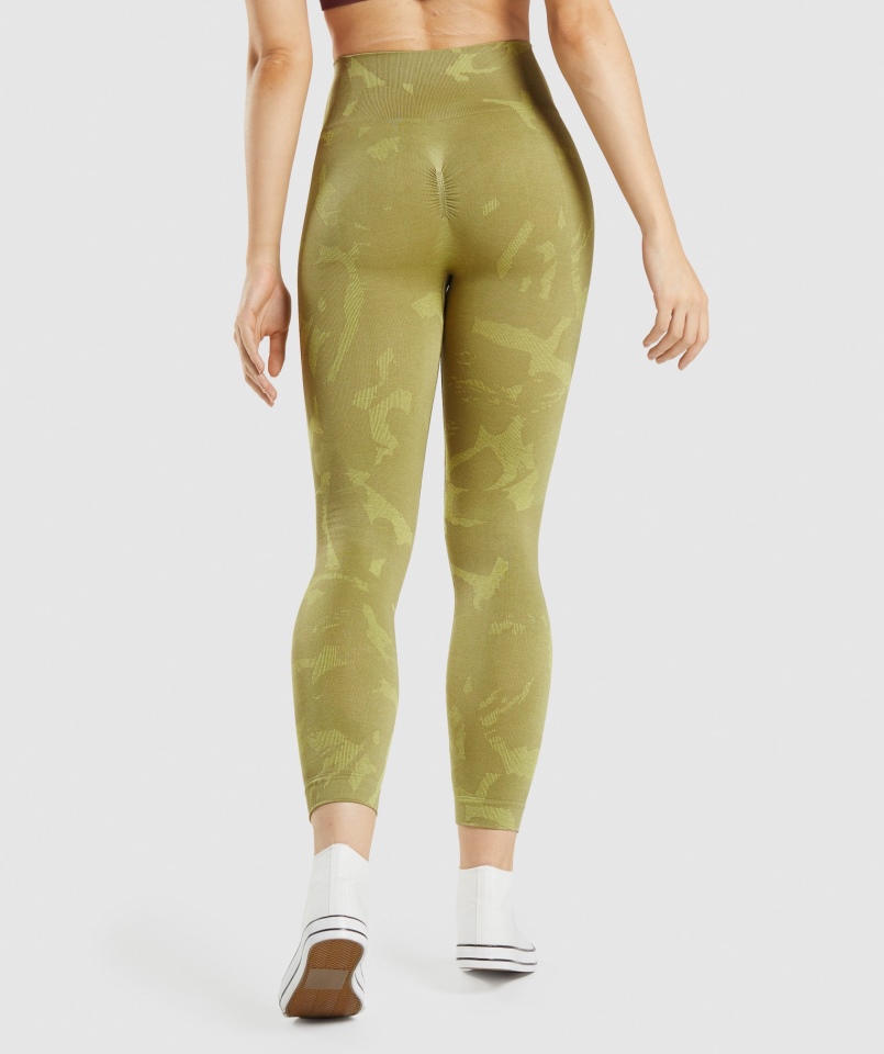 Gymshark Adaptacyjne Bezszwowe Legginsy Moro Savanna-griffin Green