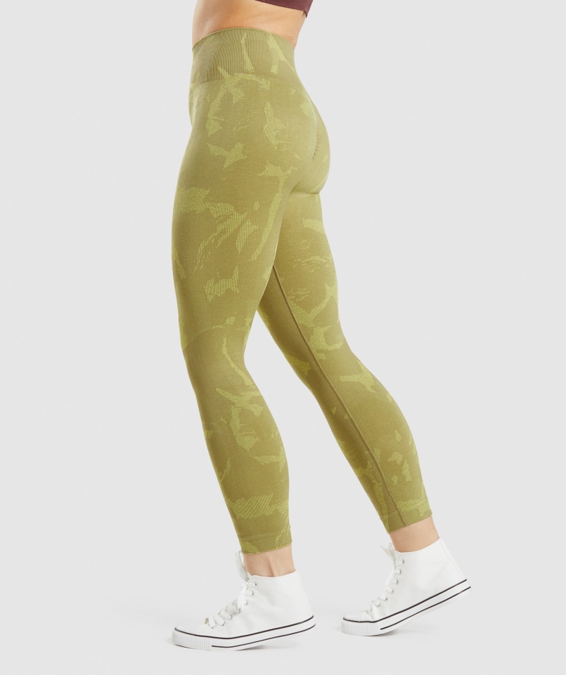 Gymshark Adaptacyjne Bezszwowe Legginsy Moro Savanna-griffin Green