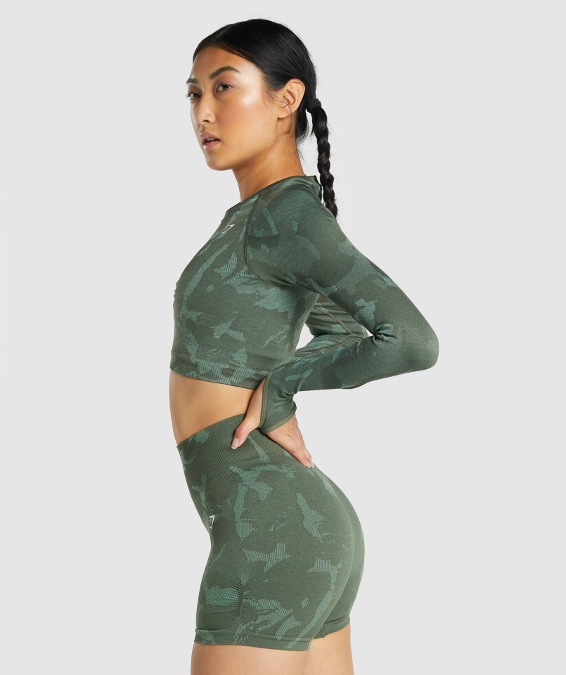 Gymshark Adapt Moro Bezszwowa Bluzka Z Długim Rękawem Savanna-green