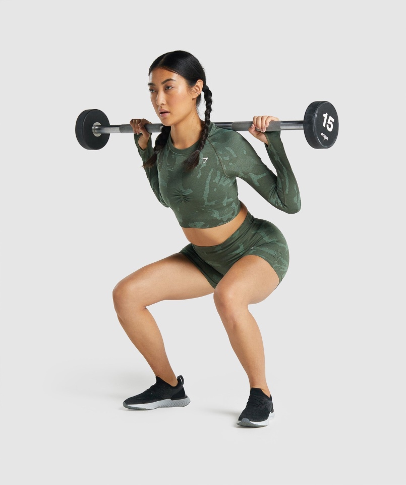 Gymshark Adapt Moro Bezszwowa Bluzka Z Długim Rękawem Savanna-green