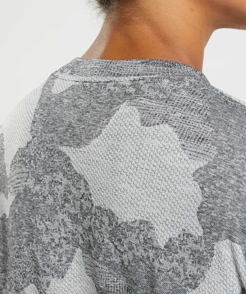 Gymshark Adapt Moro Bezszwowy Top Z Długim Rękawem Lava-light Szaro-czarny
