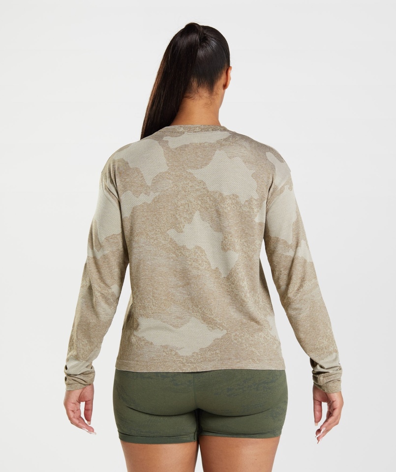 Gymshark Adapt Moro Bezszwowy Top Z Długim Rękawem Lava-pebble Grey-soul Brown