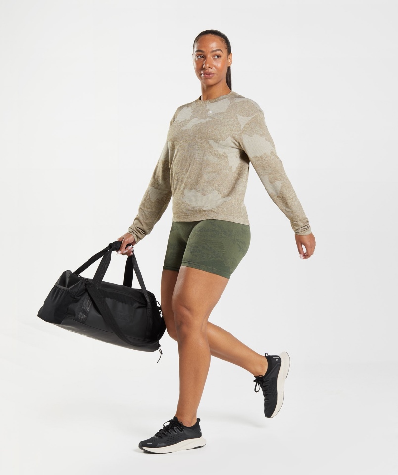 Gymshark Adapt Moro Bezszwowy Top Z Długim Rękawem Lava-pebble Grey-soul Brown