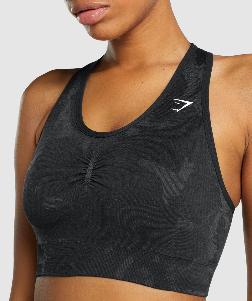 Gymshark Adapt Moro Bezszwowy Biustonosz Sportowy Z Tyłu Savanna-czarny