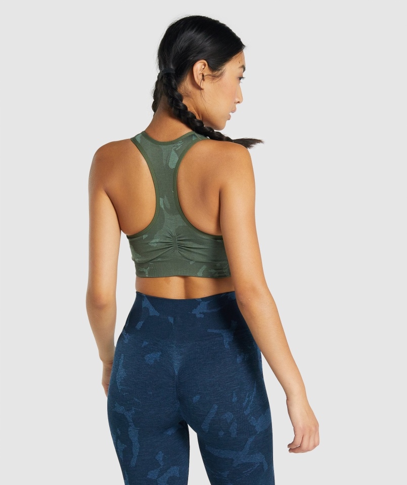 Gymshark Adapt Moro Bezszwowy Biustonosz Sportowy Z Tyłu Savanna-green