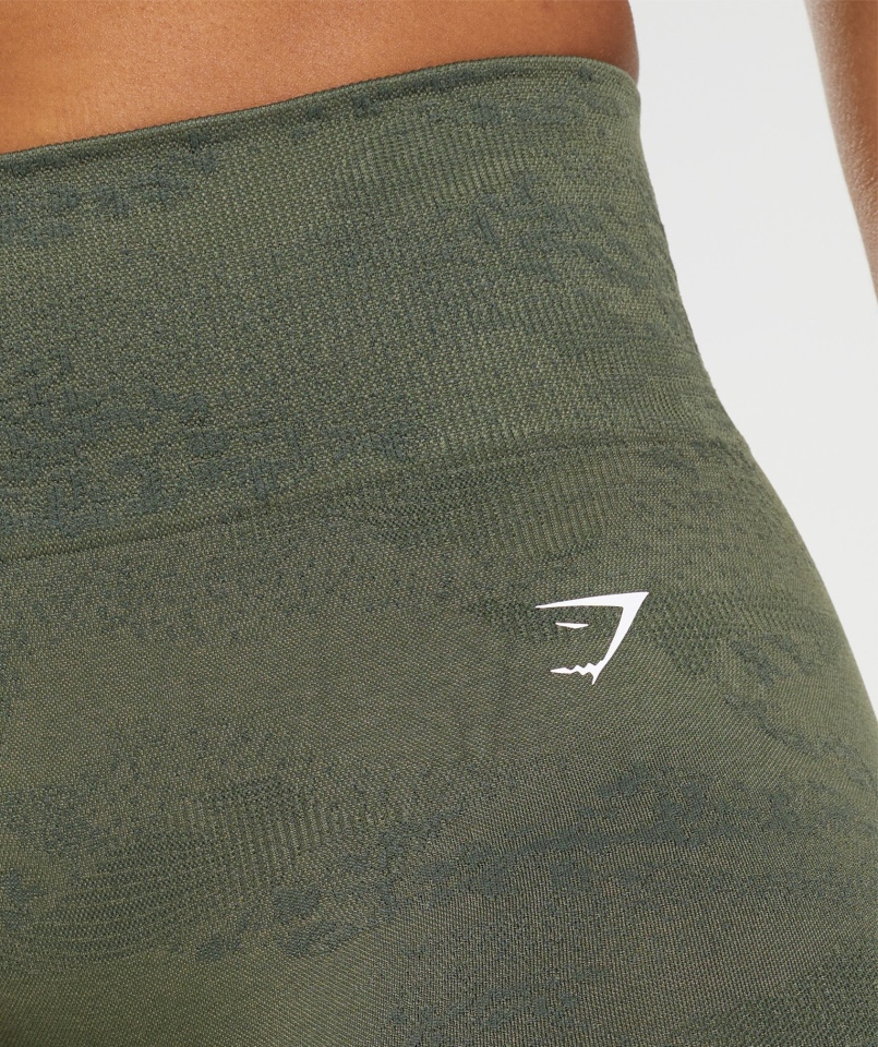 Gymshark Adaptive Camo Bezszwowe Szorty Lava-moss Oliwkowe Oliwkowe