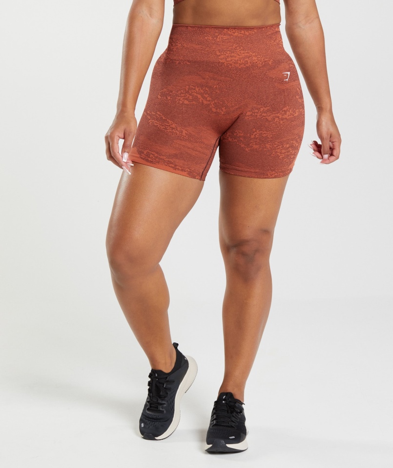 Gymshark Adaptacyjne Bezszwowe Szorty Moro Lawa-storm Czerwono-wiśniowe Brązowe