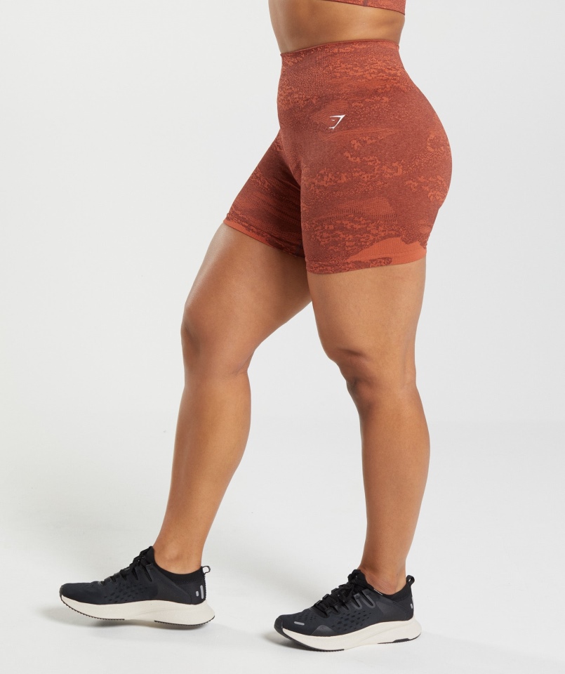 Gymshark Adaptacyjne Bezszwowe Szorty Moro Lawa-storm Czerwono-wiśniowe Brązowe