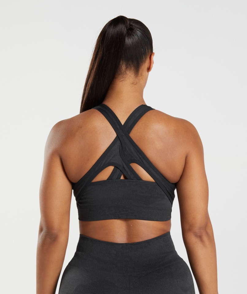 Gymshark Adapt Moro Bezszwowy Biustonosz Sportowy Lava-czarno-onyksowy Szary