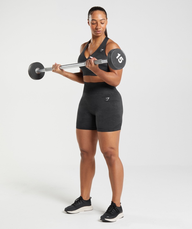 Gymshark Adapt Moro Bezszwowy Biustonosz Sportowy Lava-czarno-onyksowy Szary