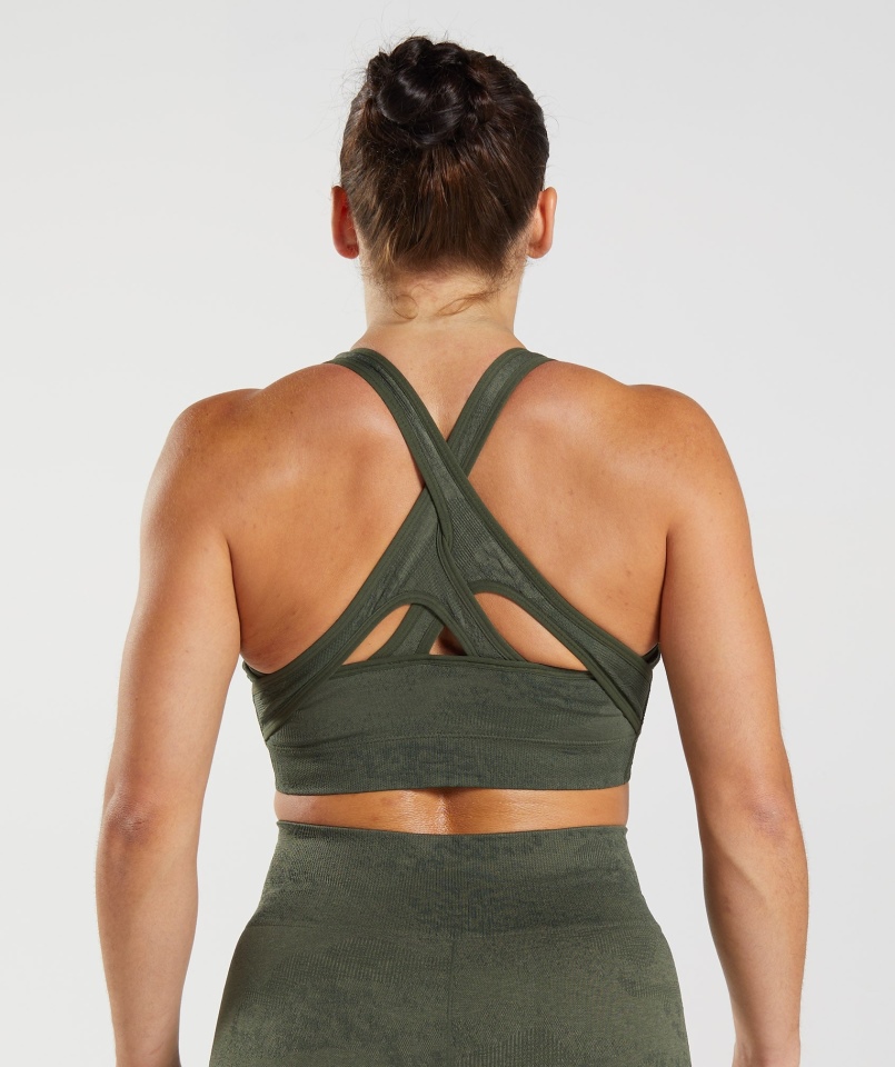 Gymshark Adapt Moro Bezszwowy Biustonosz Sportowy Lava-mess Oliwkowy Oliwkowy