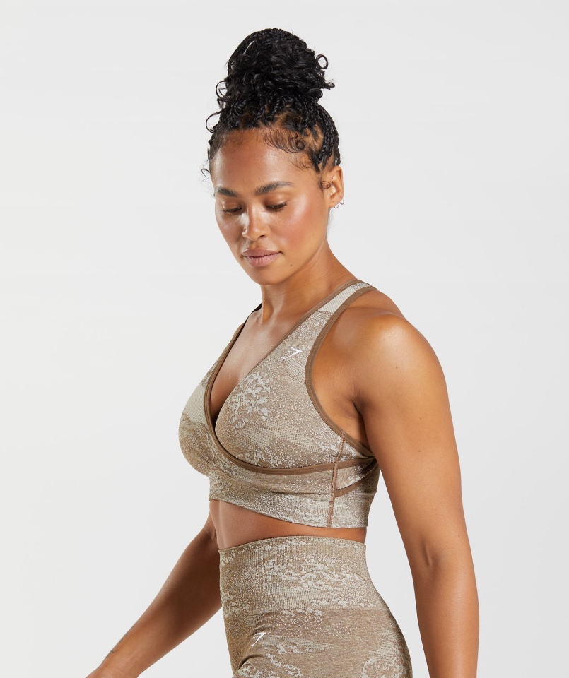 Gymshark Adapt Moro Bezszwowy Biustonosz Sportowy Lava-pebble Szaro-soul Brązowy