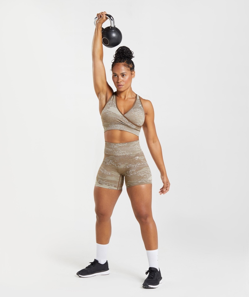 Gymshark Adapt Moro Bezszwowy Biustonosz Sportowy Lava-pebble Szaro-soul Brązowy