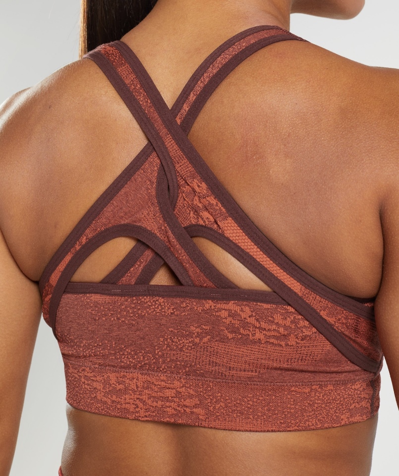 Gymshark Adapt Moro Bezszwowy Biustonosz Sportowy Lawa| Burza Czerwono-wiśniowo-brązowa