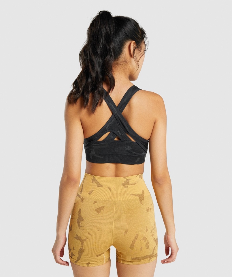 Bezszwowy Biustonosz Sportowy Gymshark Adapt Moro Savanna-czarny