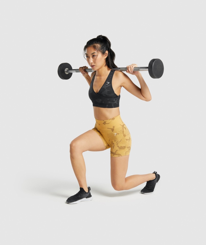Bezszwowy Biustonosz Sportowy Gymshark Adapt Moro Savanna-czarny
