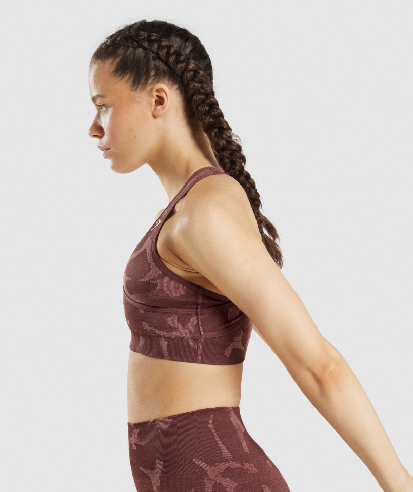 Gymshark Adapt Moro Bezszwowy Biustonosz Sportowy Sawanna-wiśnia Brązowy