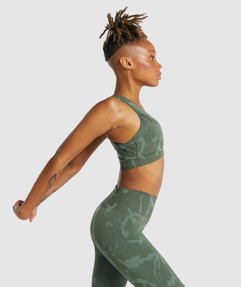 Gymshark Adapt Moro Bezszwowy Biustonosz Sportowy Savanna-green