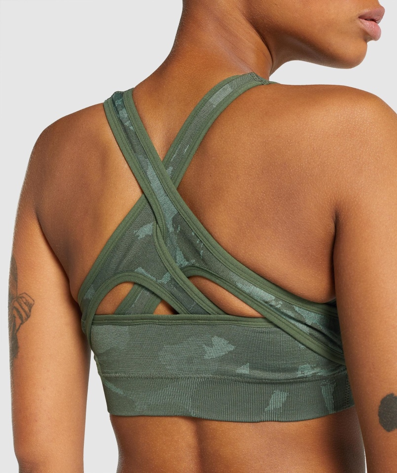 Gymshark Adapt Moro Bezszwowy Biustonosz Sportowy Savanna-green