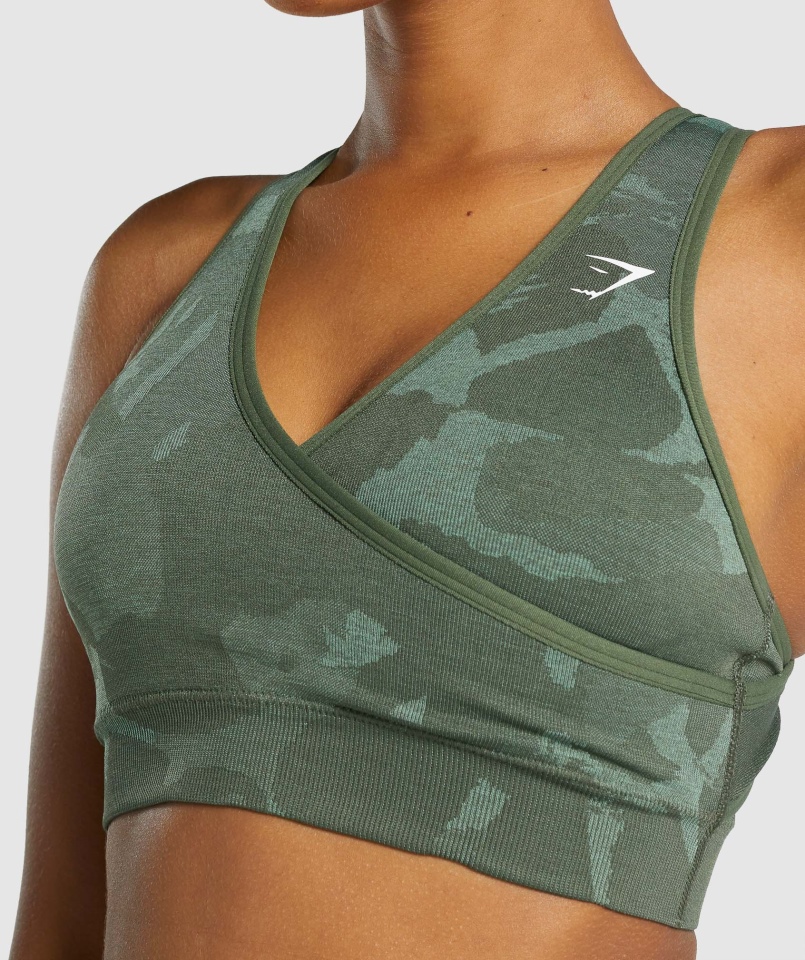 Gymshark Adapt Moro Bezszwowy Biustonosz Sportowy Savanna-green