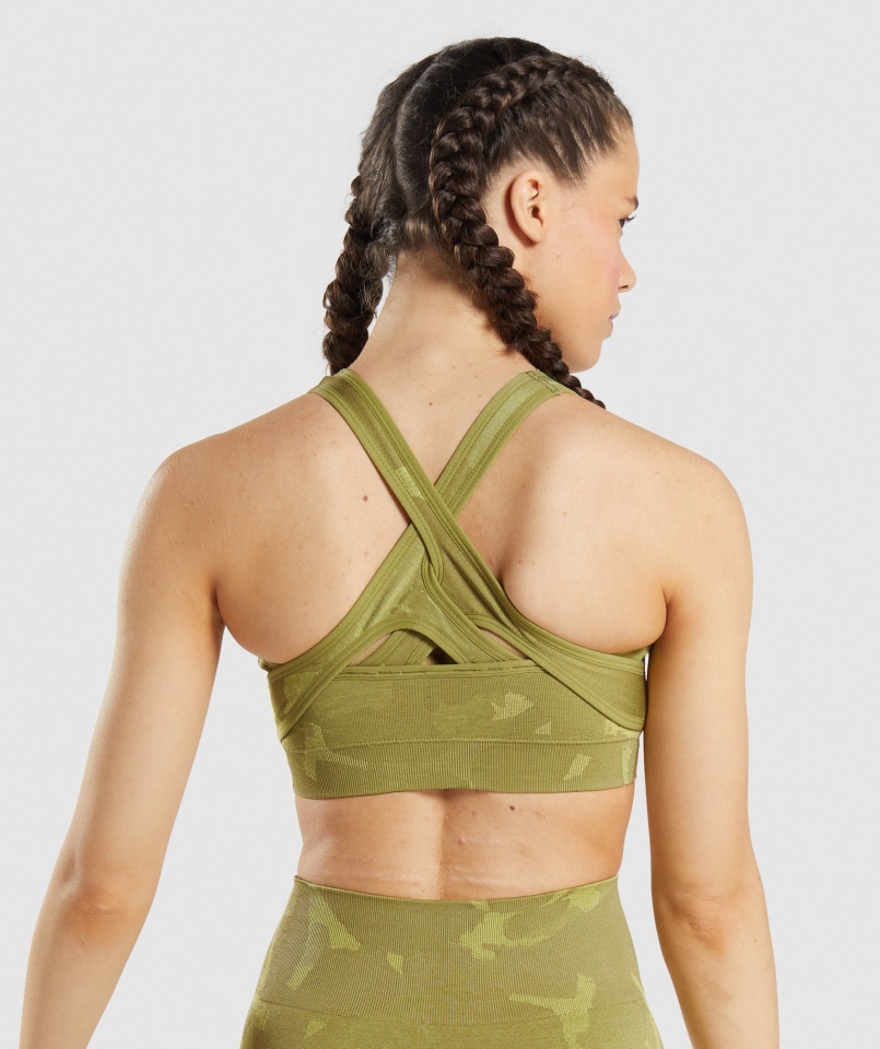 Gymshark Adapt Moro Bezszwowy Biustonosz Sportowy Savanna-griffin Green