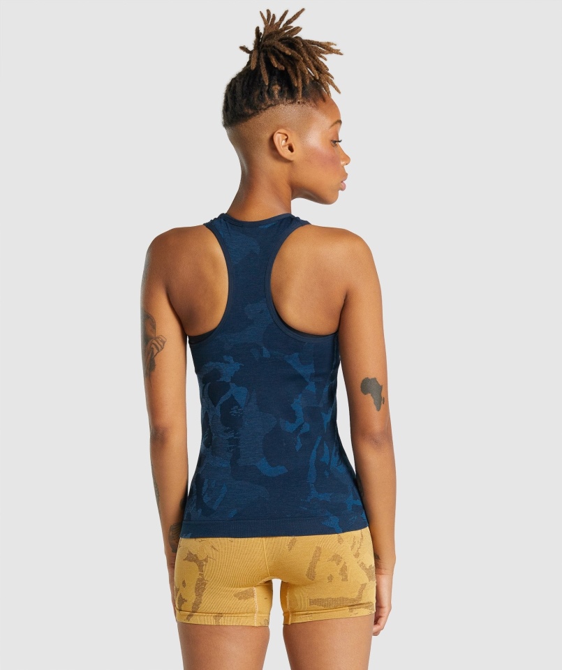 Gymshark Dostosuj Bezszwową Koszulkę Moro Savanna-navy