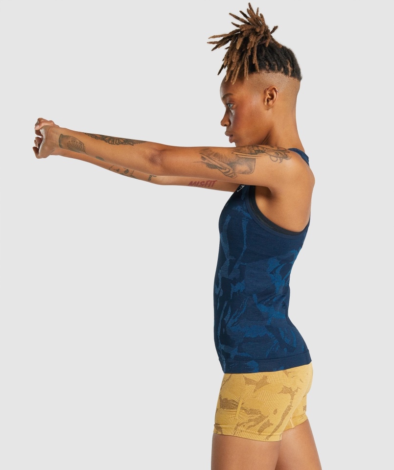 Gymshark Dostosuj Bezszwową Koszulkę Moro Savanna-navy
