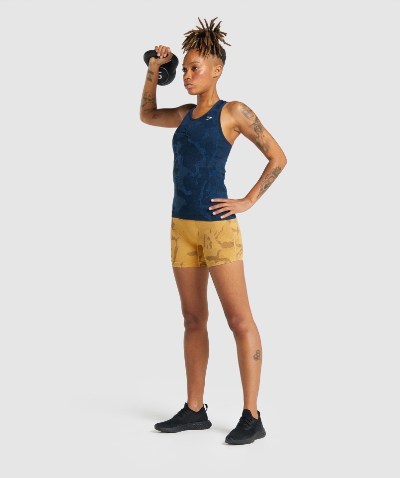 Gymshark Dostosuj Bezszwową Koszulkę Moro Savanna-navy