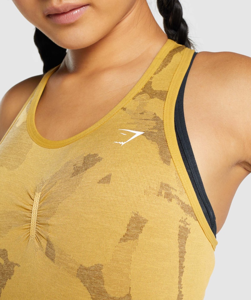Gymshark Dostosuj Bezszwowe Czołgi Moro Savanna-żółty