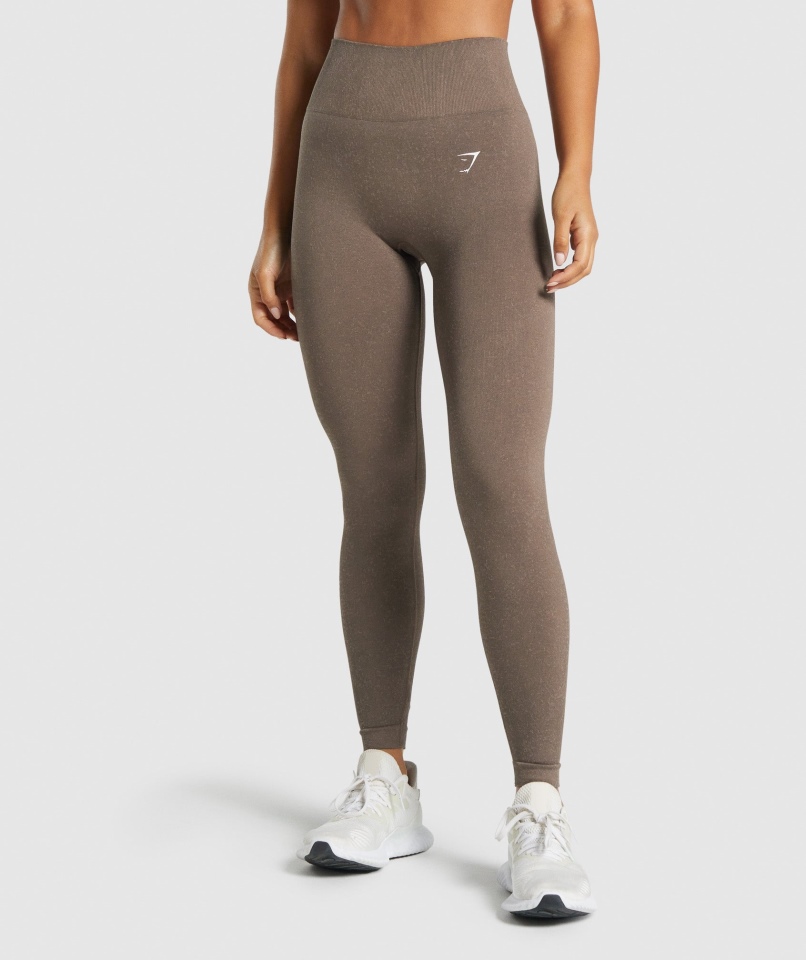 Bezszwowe Legginsy Gymshark Adapt Fleck Mineralno-brązowy