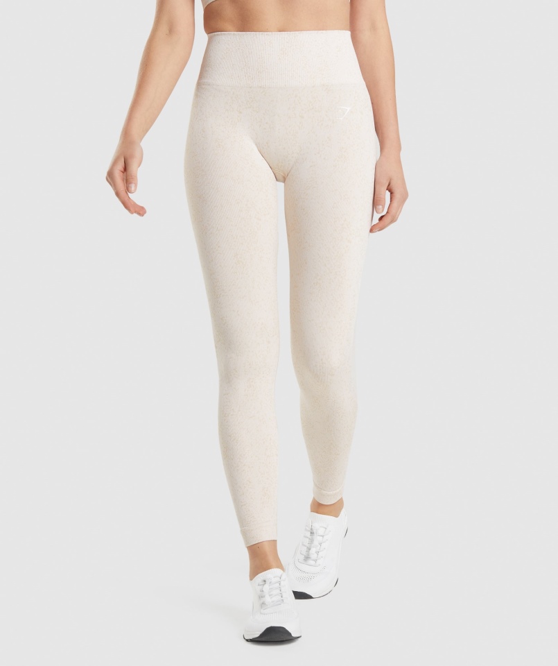 Gymshark Adapt Fleck Bezszwowe Legginsy Mineralno-kokosowe Białe
