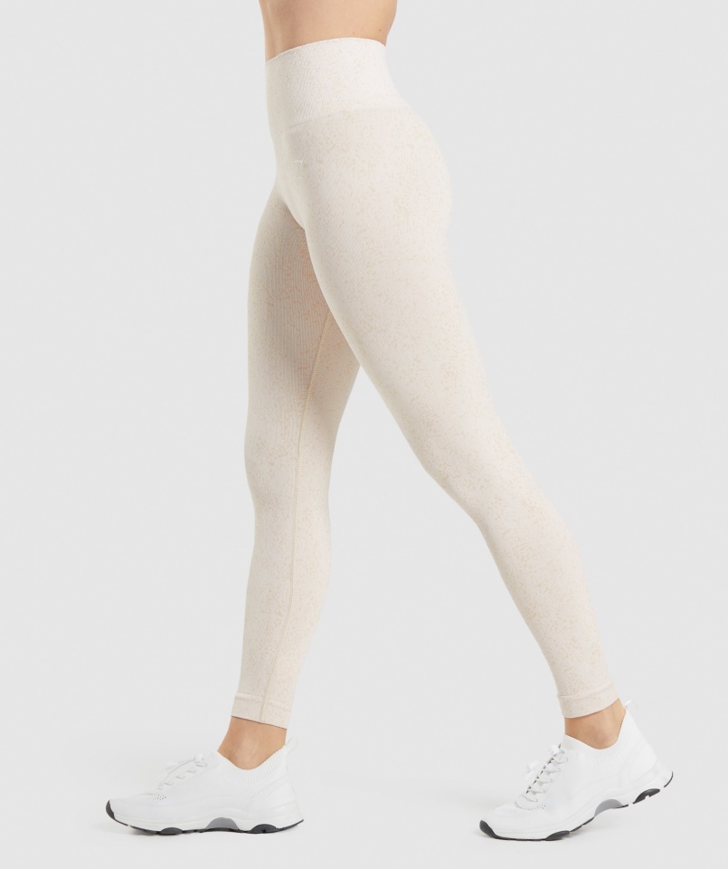 Gymshark Adapt Fleck Bezszwowe Legginsy Mineralno-kokosowe Białe