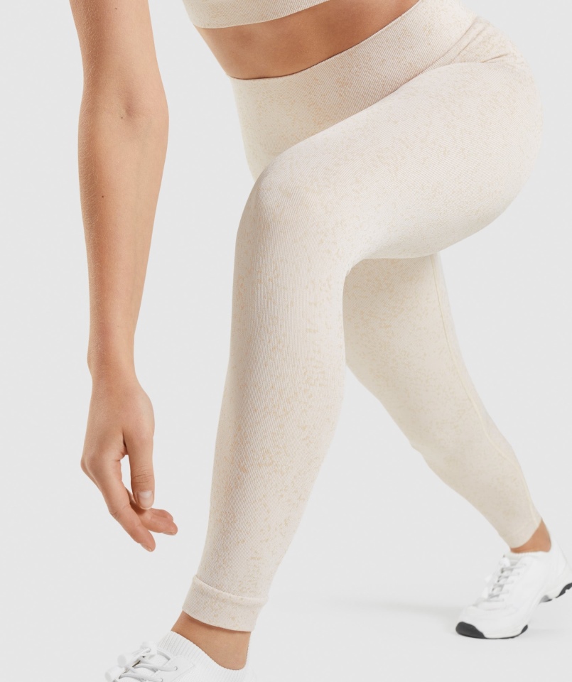 Gymshark Adapt Fleck Bezszwowe Legginsy Mineralno-kokosowe Białe