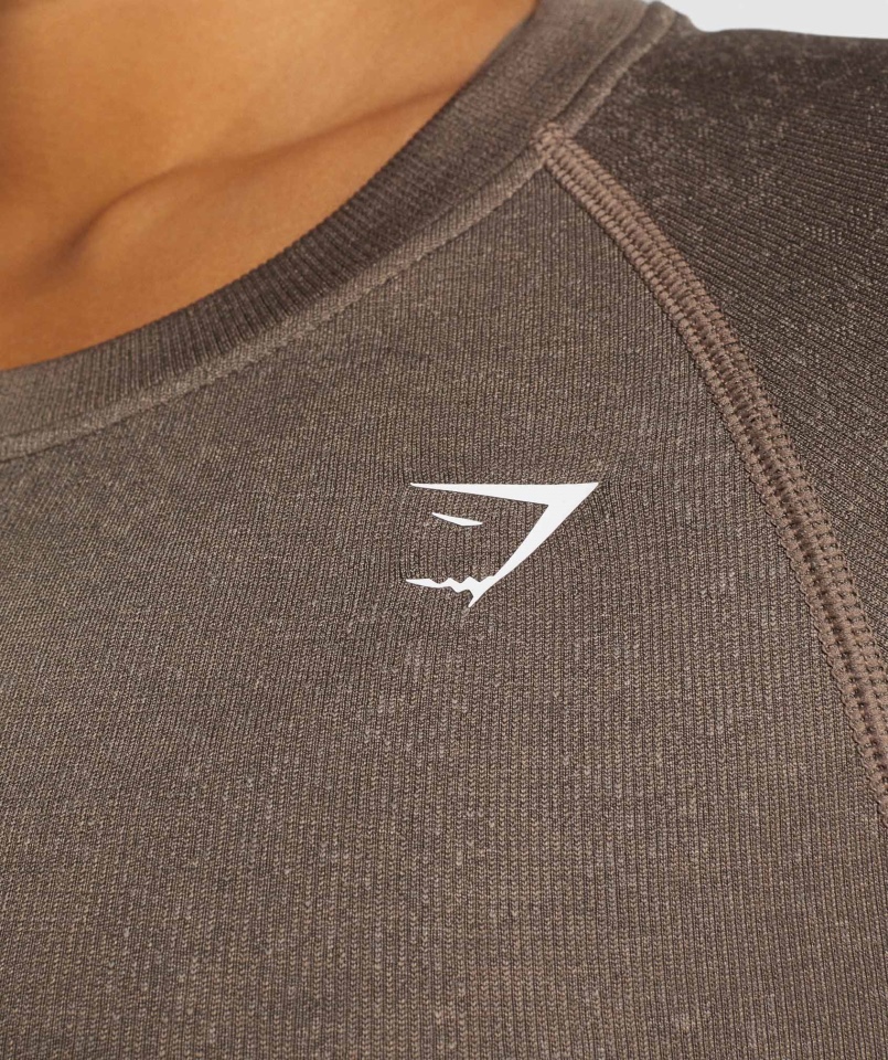 Gymshark Adapt Fleck Bezszwowa Bluzka Z Długim Rękawem Mineralno-brązowy