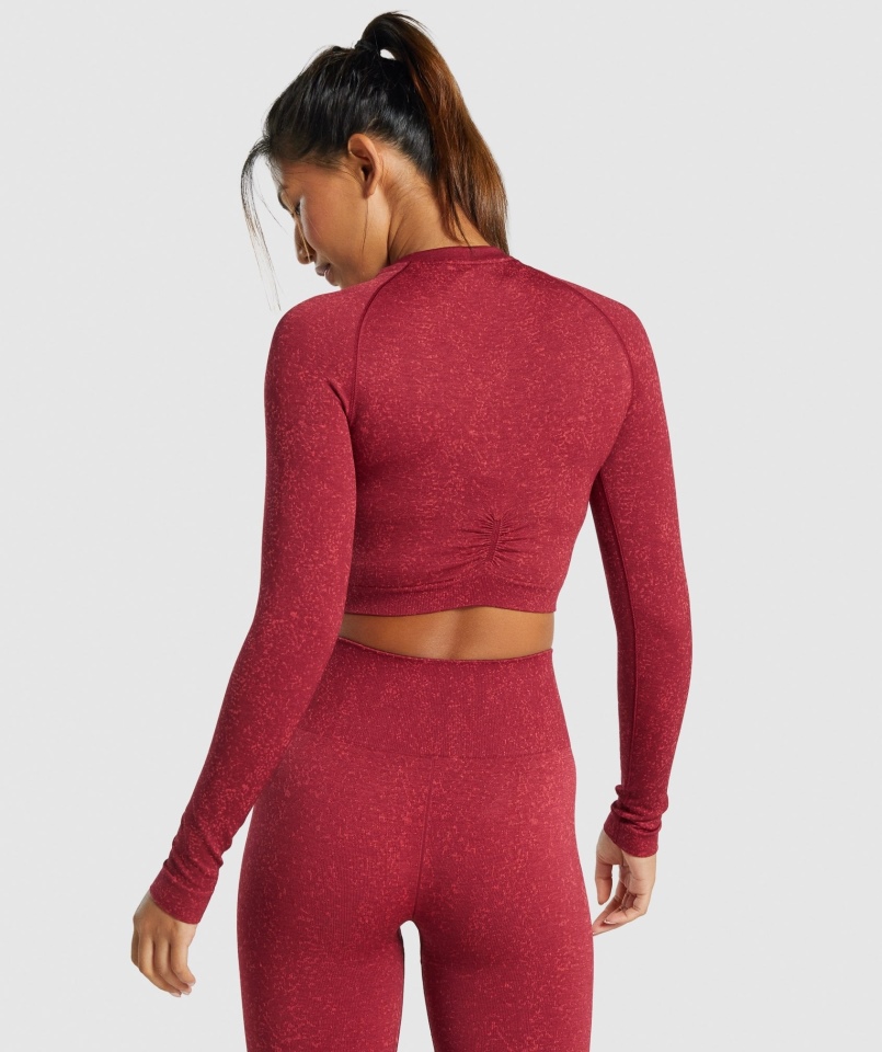 Gymshark Adapt Fleck Bezszwowa Bluzka Z Długim Rękawem Mineralno-bordowy
