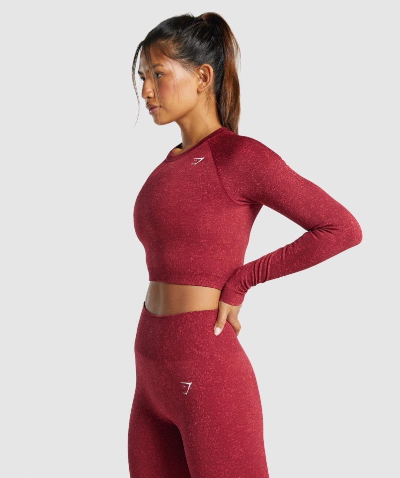 Gymshark Adapt Fleck Bezszwowa Bluzka Z Długim Rękawem Mineralno-bordowy