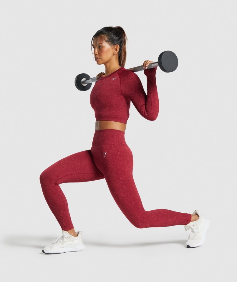 Gymshark Adapt Fleck Bezszwowa Bluzka Z Długim Rękawem Mineralno-bordowy