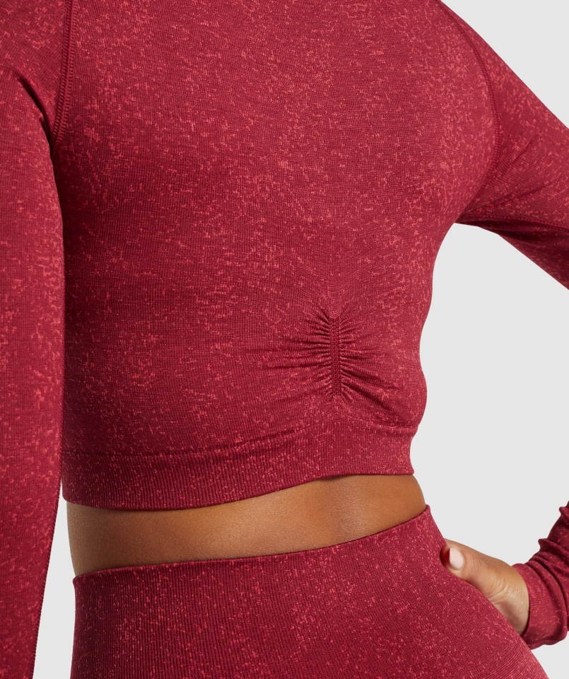 Gymshark Adapt Fleck Bezszwowa Bluzka Z Długim Rękawem Mineralno-bordowy