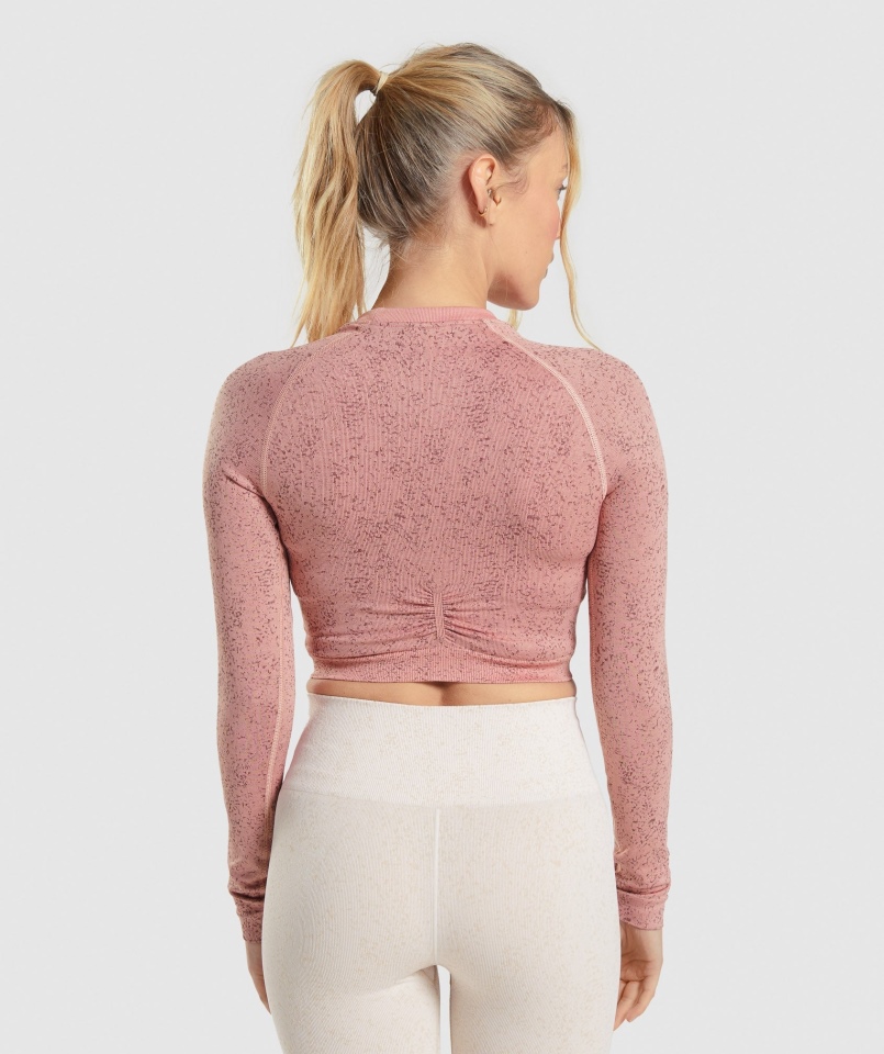 Gymshark Adapt Fleck Bezszwowy Crop Top Z Długim Rękawem Mineralny - Paige Pink